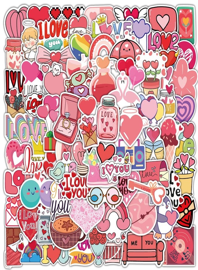 DULEFUN 100pcs Valentine Stickers, Love Vinyl Waterproof for Laptop Water Bottles Scrapbook Skateboard Guitar Heart Romantic Valentine's Day for Teens and Adults - Image 1